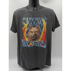 SEGA Wolf Pixel Art Graphic T Shirt Dark Gray Men's Size L